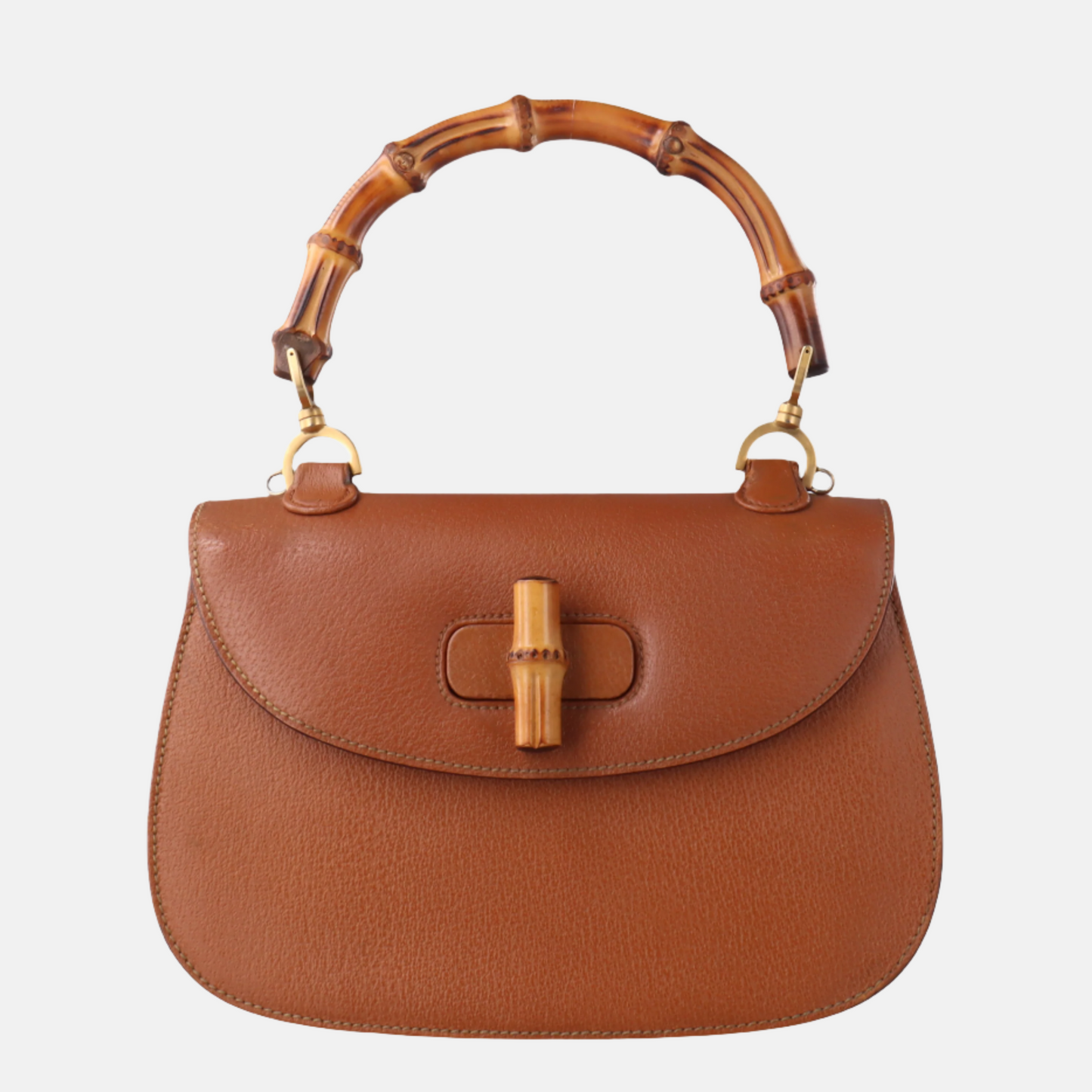 Gucci Bamboo 1947 Top Handle Bag Leather Medium Tan Brown