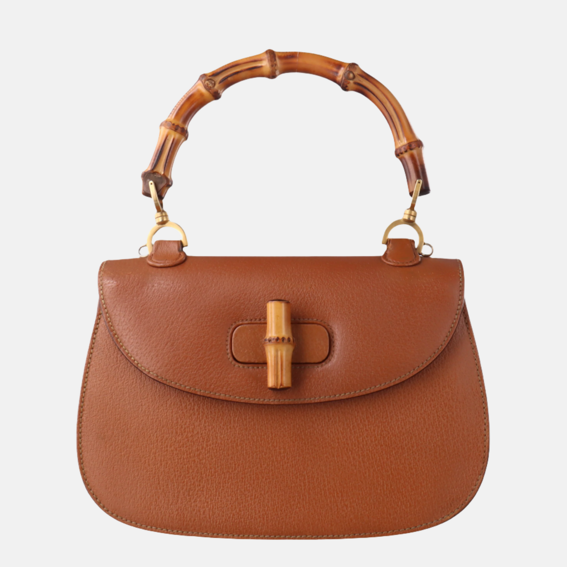 Gucci Bamboo 1947 Top Handle Bag Leather Medium Tan Brown