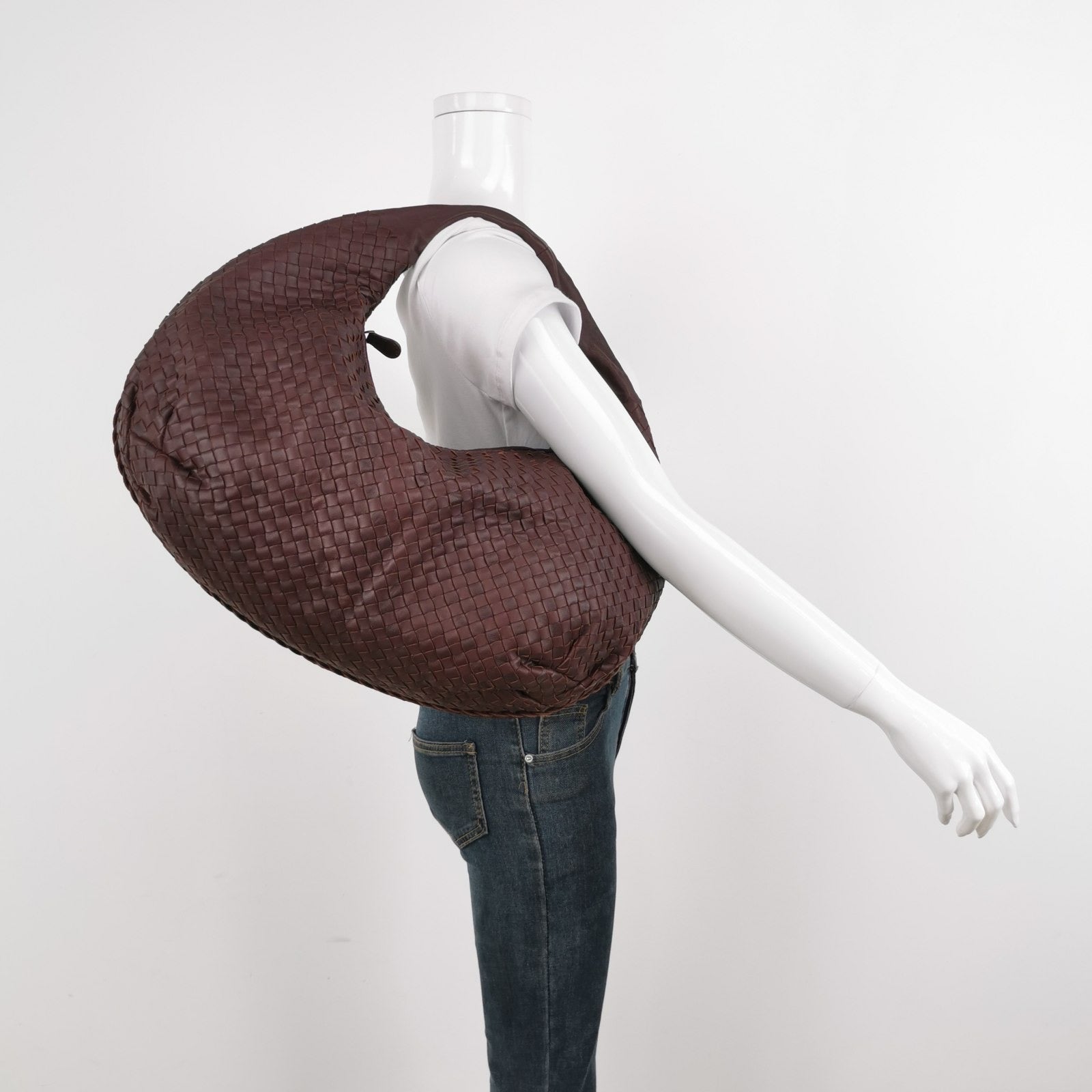 Bottega Veneta Belly Hobo Intrecciato Eggplant Purple Leather Large 50cm