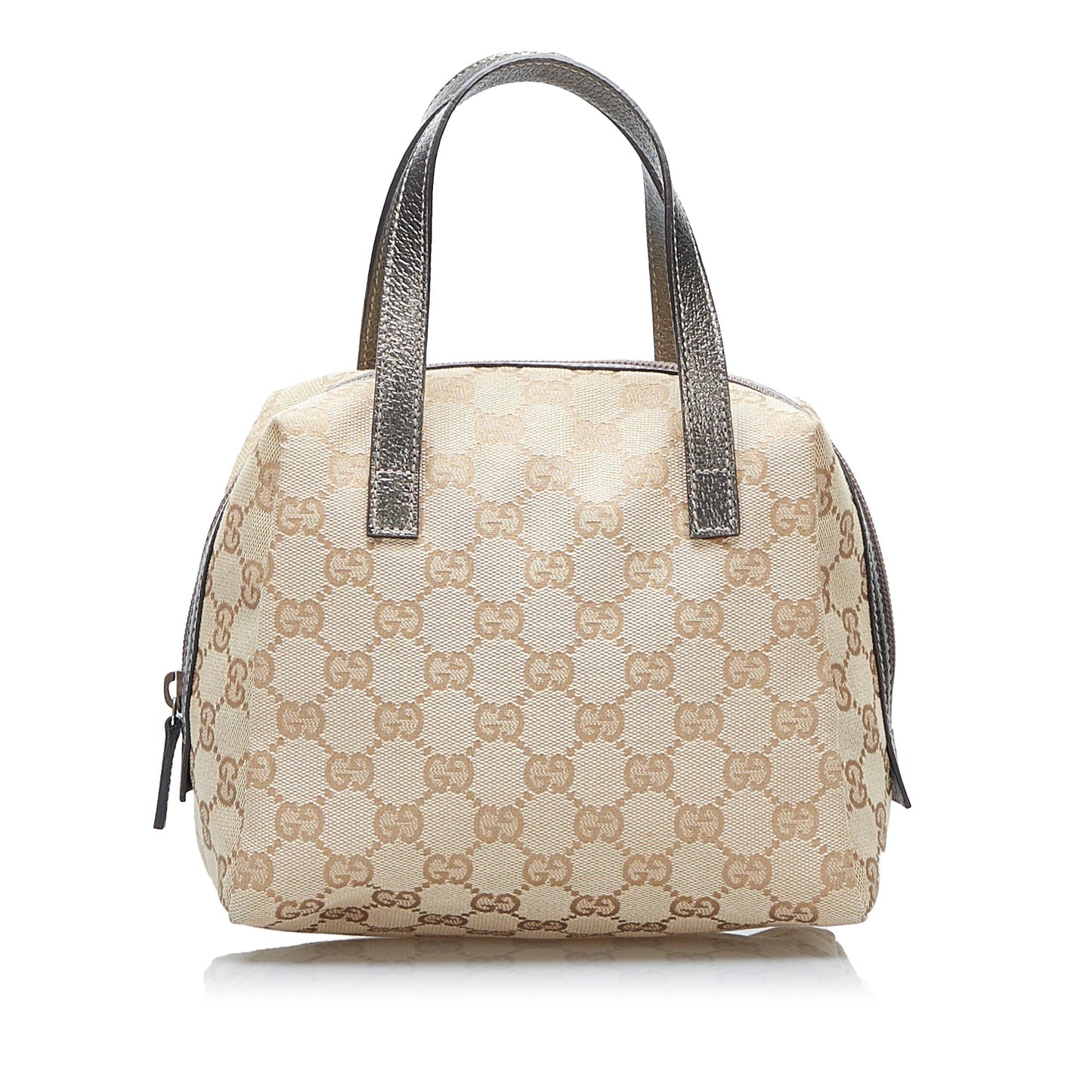 Gucci Brown Leather Canvas Handbag