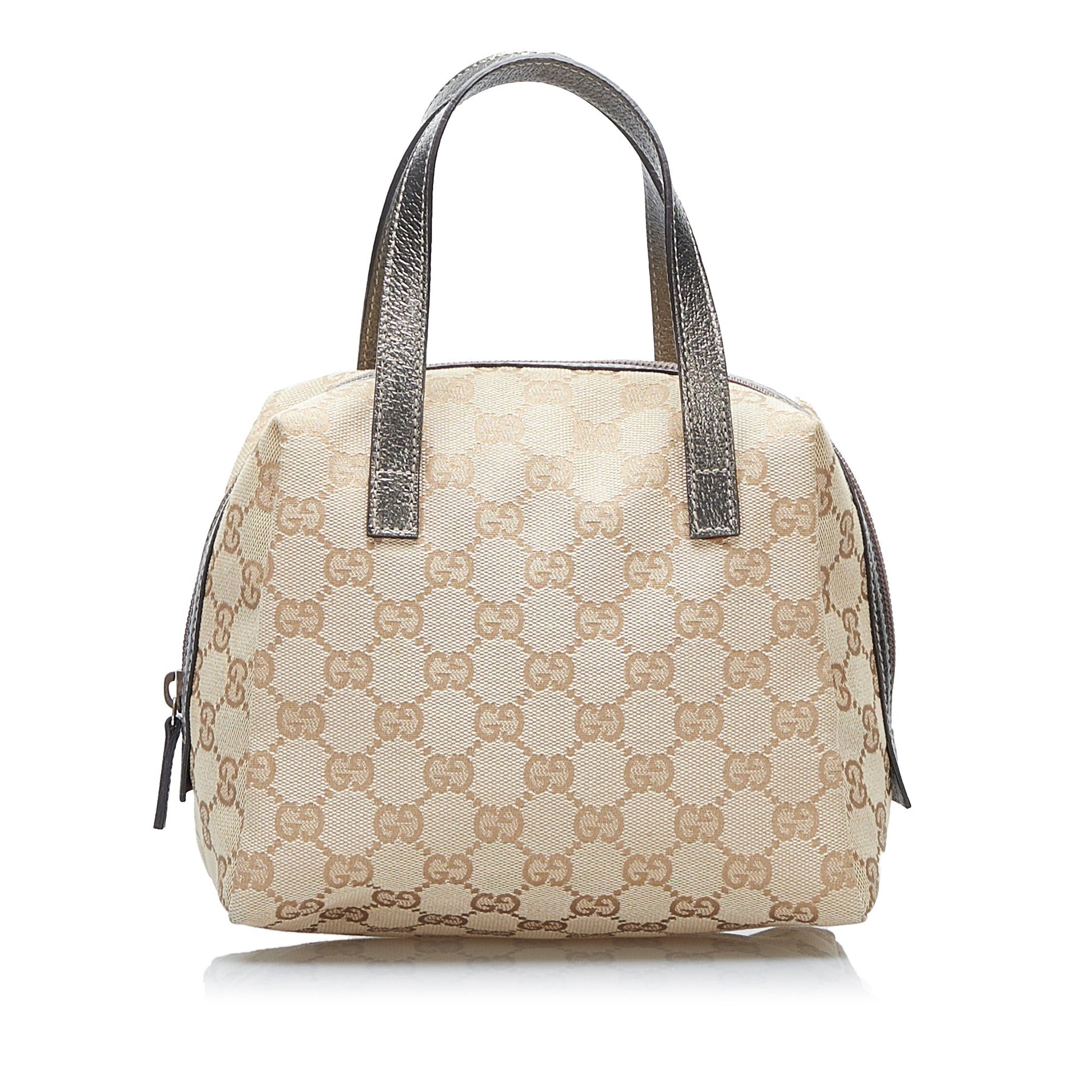 Gucci Brown Leather Canvas Handbag
