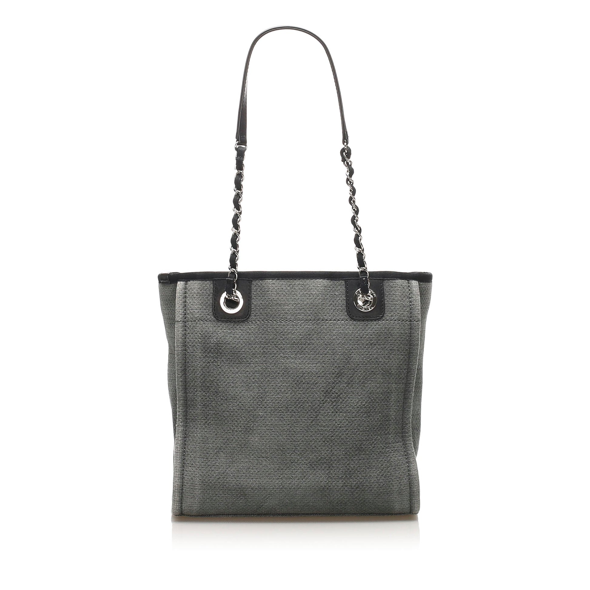 Chanel Deauville Canvas Tote Bag Gray