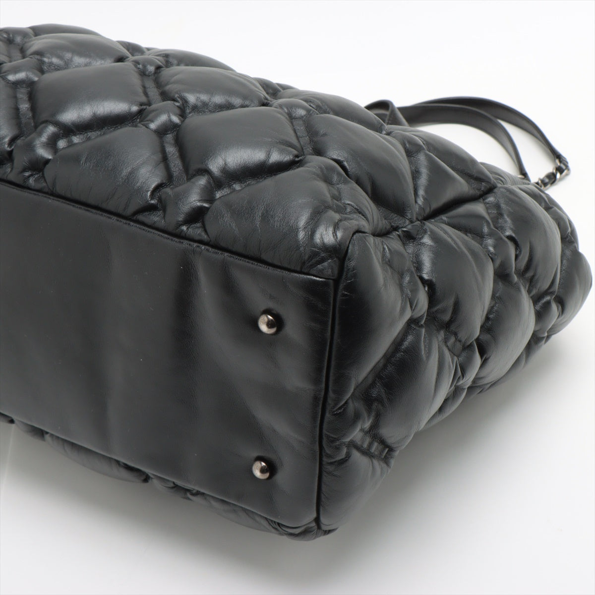 Chanel Bubble Kilt Leather Chain Top Bag Black Gummetal Gold 23rd