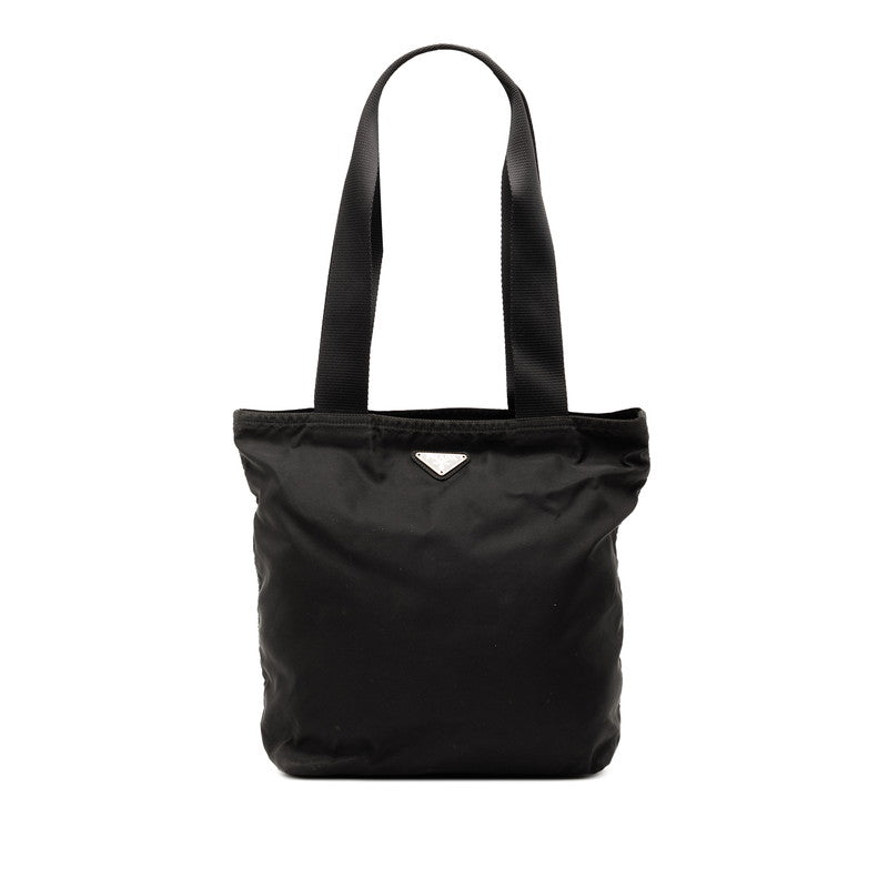 Prada Triangle Logo Plate Nylon Tote Bag