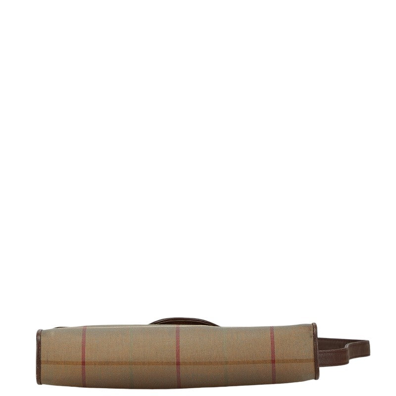 Burberry Shadow Horse Check Canvas Leather Shoulder Bag