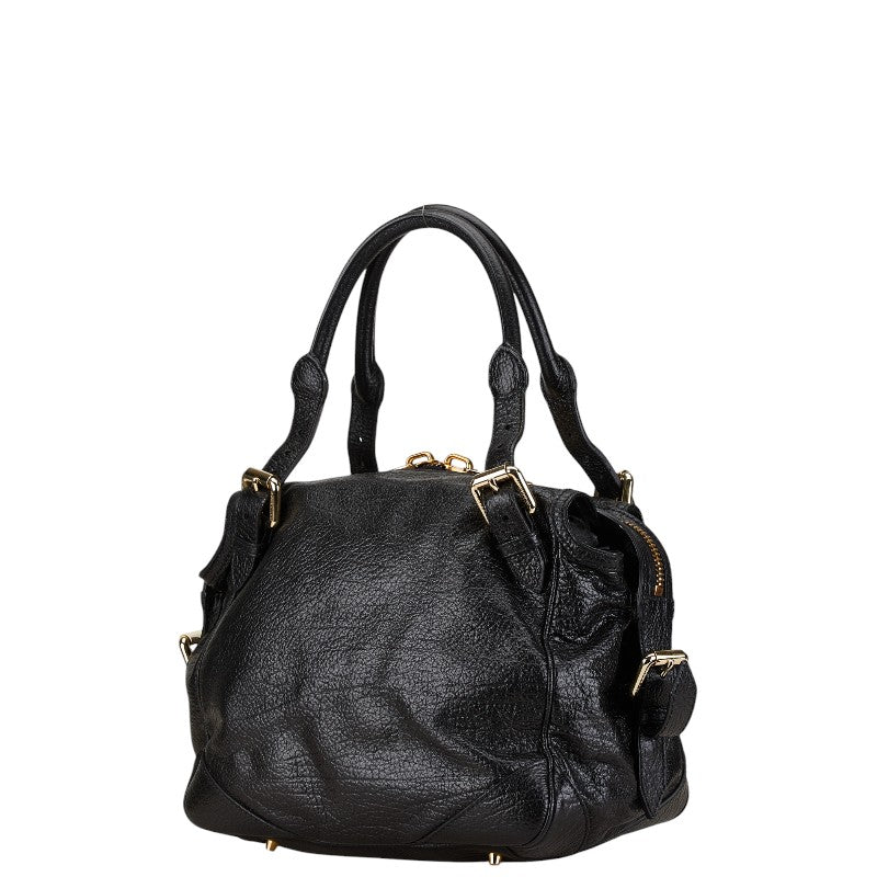 Burberry Logo Plate Leather 2way Bag
