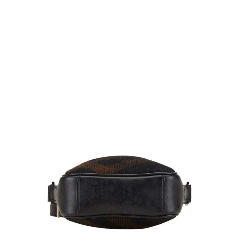 Burberry Check Wool Leather Shoulder Bag
