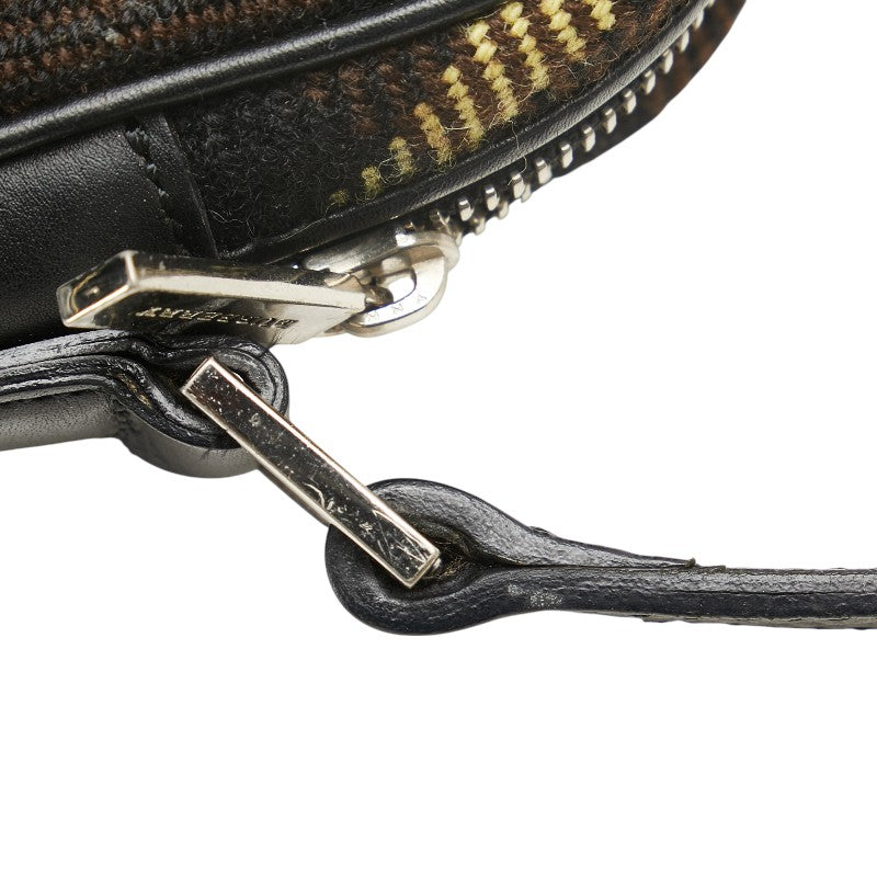 Burberry Check Wool Leather Shoulder Bag