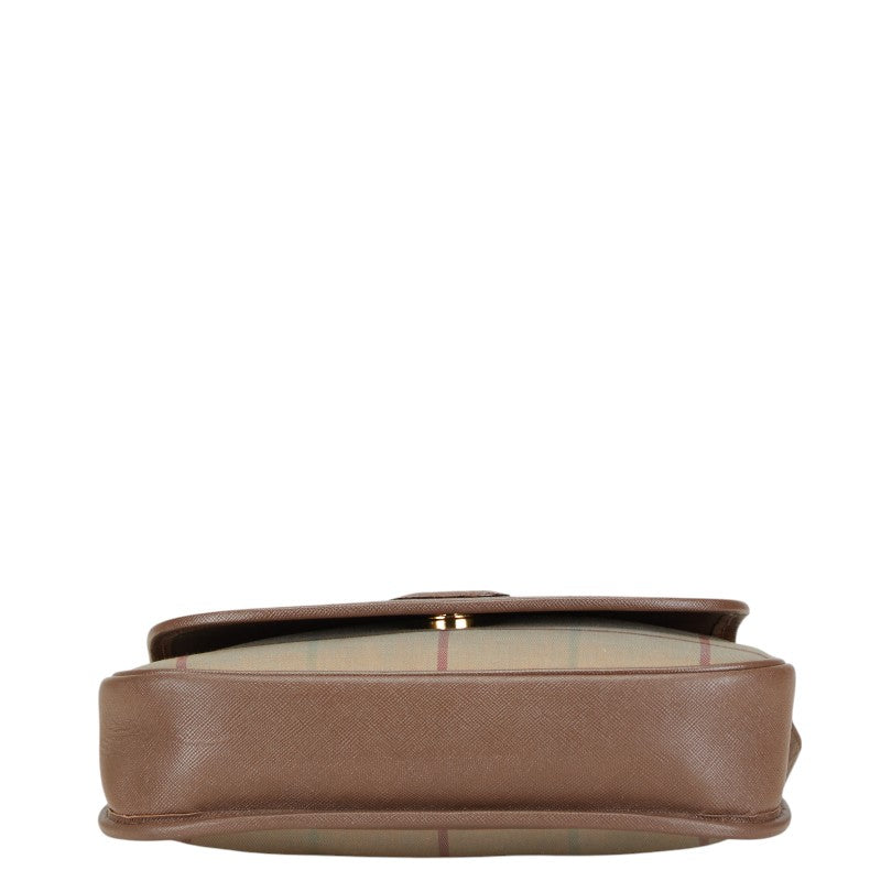 Burberry Logo Check Canvas Leather Shoulder Bag
