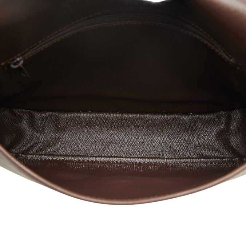 Burberry Logo Check Canvas Leather Shoulder Bag