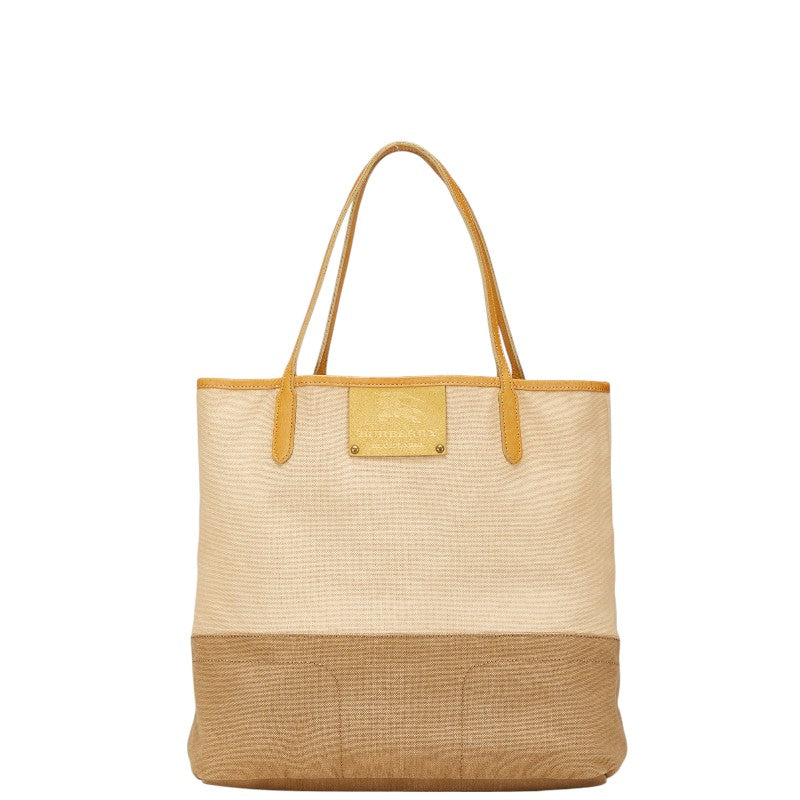 Burberry Logo Canvas Leather Tote Bag