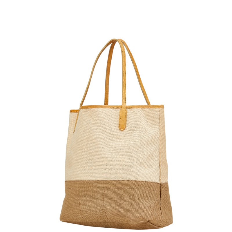 Burberry Logo Canvas Leather Tote Bag