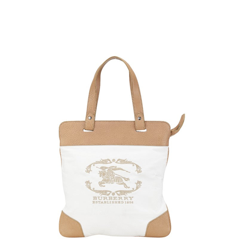 Burberry Logo Nova Check Canvas Leather Handbag