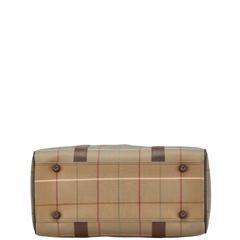 Burberry Check Canvas Leather Boston Bag Travel Bag