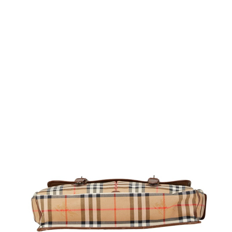 Burberry Nova Check Shadow Horse Canvas Leather Shoulder Bag