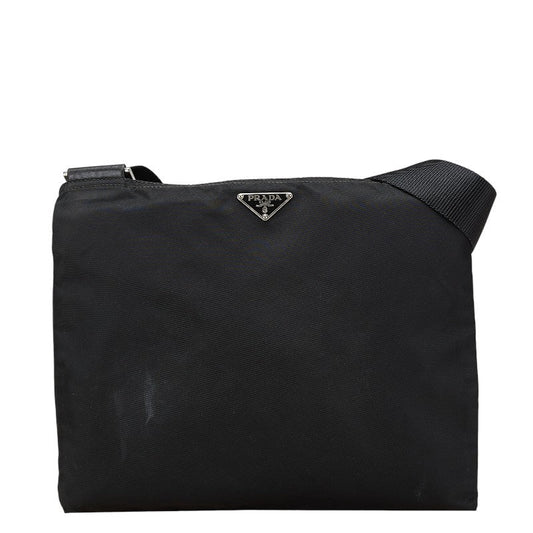 Prada Triangle Logo Plate Nylon Shoulder Bag