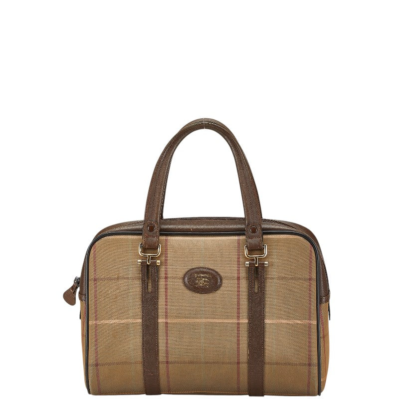 Burberry Shadow Horse Check Canvas Leather Handbag