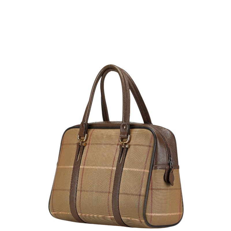 Burberry Shadow Horse Check Canvas Leather Handbag