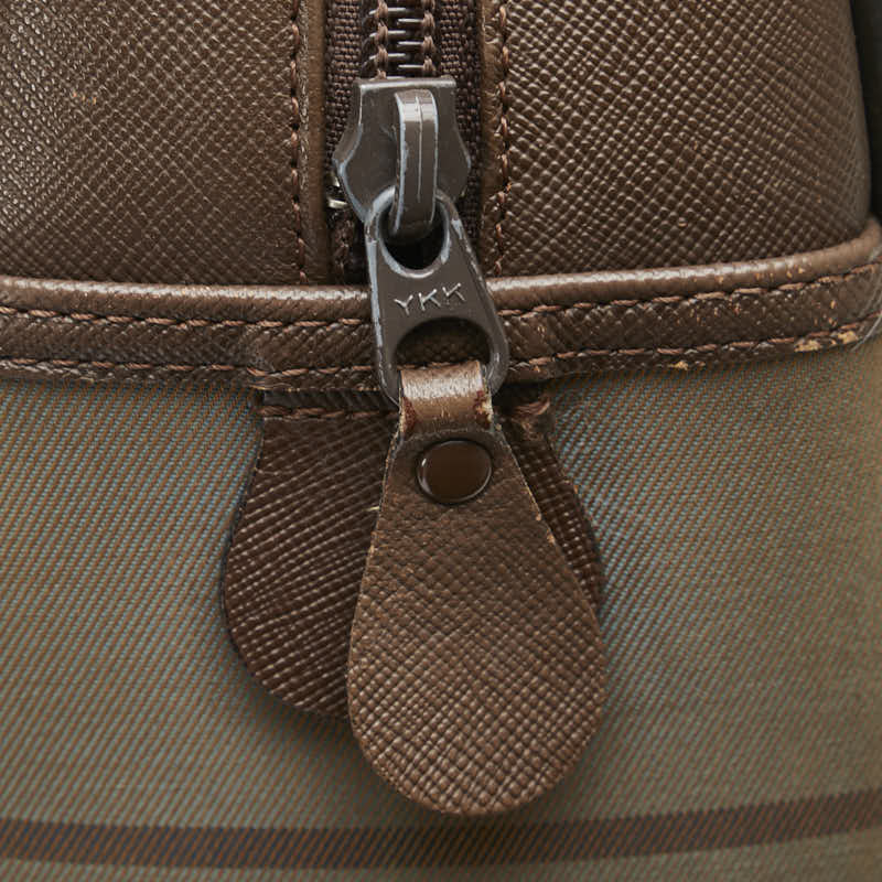 Burberry Shadow Horse Check Canvas Leather Handbag