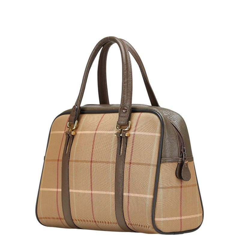 Burberry Check Canvas Leather Handbag