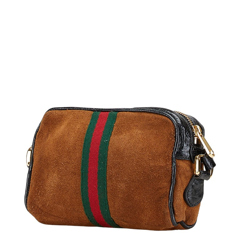 Gucci Ophidia Suede Patent Leather Shoulder Bag