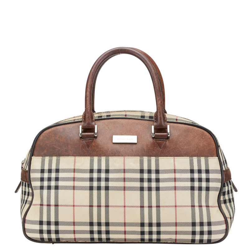 Burberry Nova Check Canvas Leather Handbag