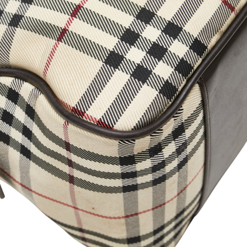Burberry Nova Check Canvas Leather Handbag