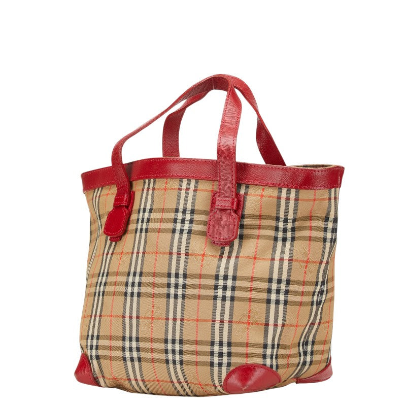 Burberry Nova Check Shadow Horse Canvas Leather Handbag
