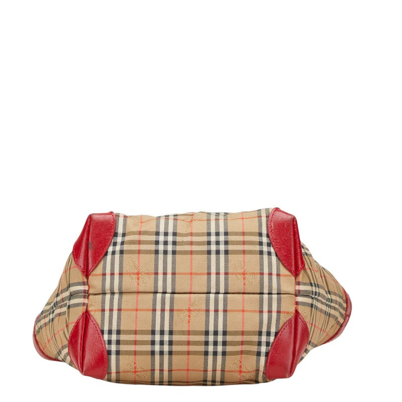 Burberry Nova Check Shadow Horse Canvas Leather Handbag