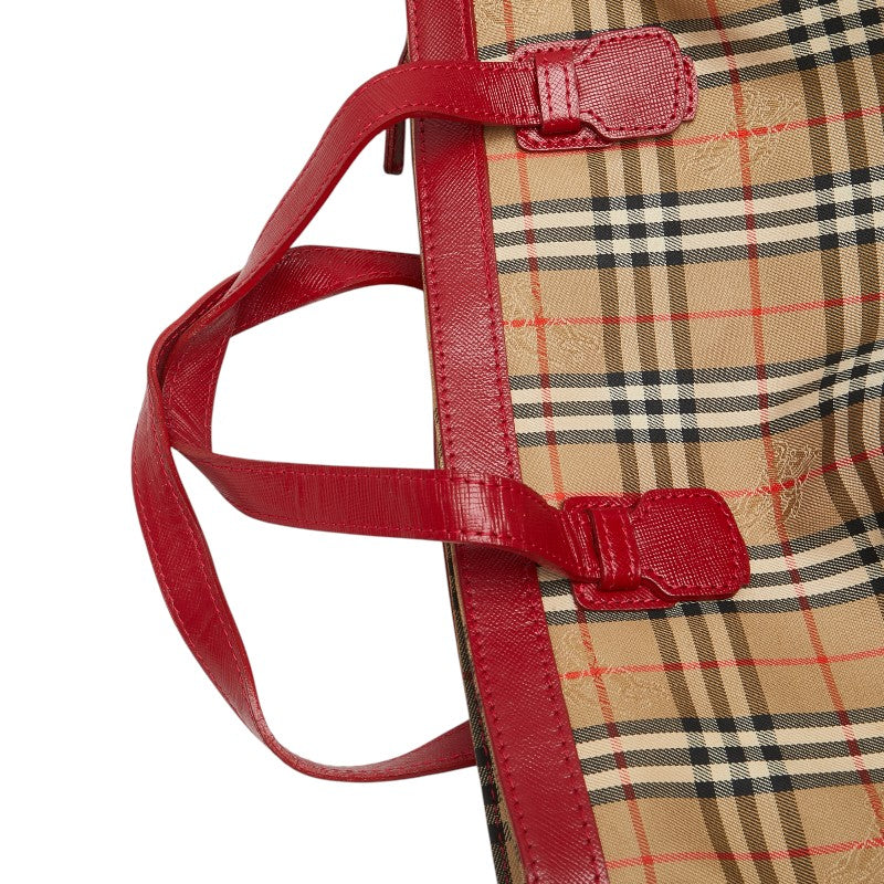 Burberry Nova Check Shadow Horse Canvas Leather Handbag