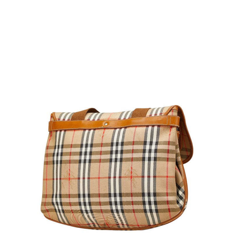 Burberry Nova Check Shadow Horse Canvas Leather Shoulder Bag