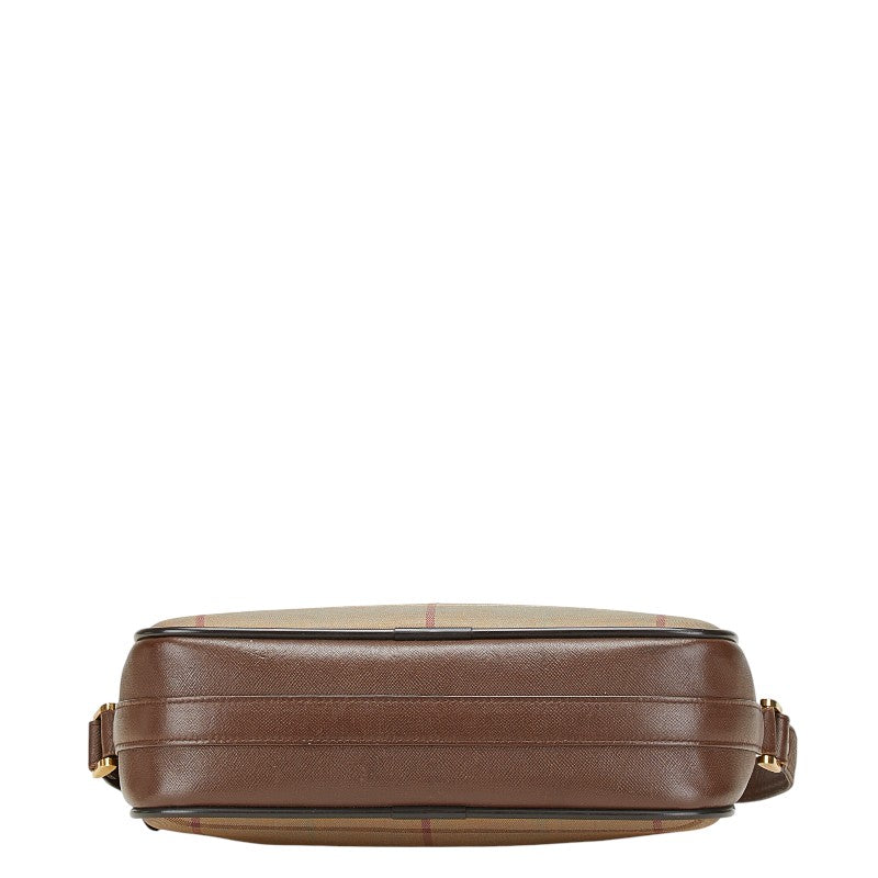 Burberry Check Canvas Leather Shoulder Bag