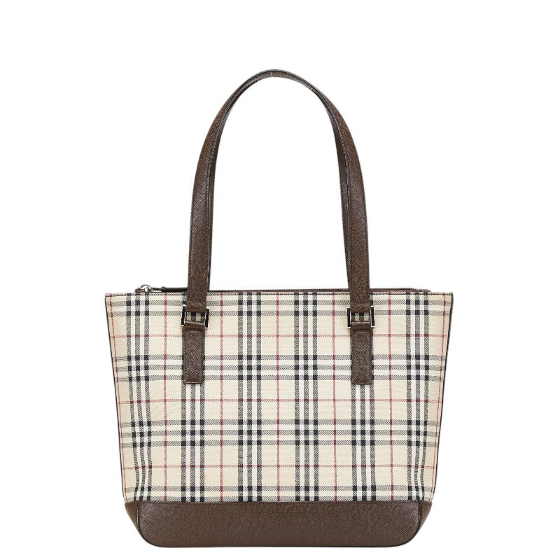 Burberry Nova Check Canvas Leather Tote Bag