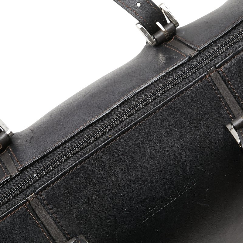 Burberry Nova Check Leather Boston Bag