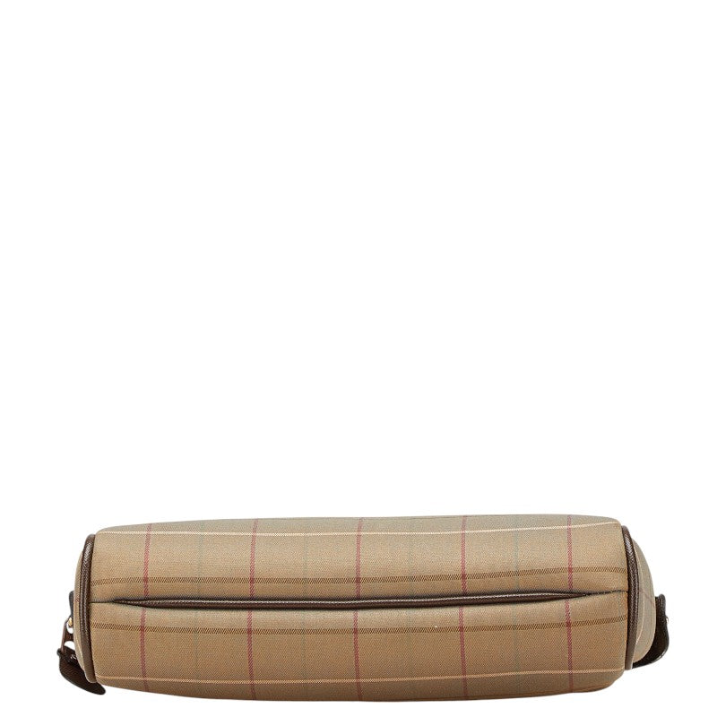 Burberry Check Canvas Leather Clutch Bag