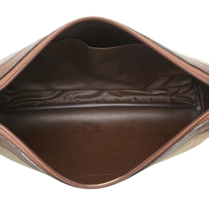 Burberry Check Canvas Leather Clutch Bag