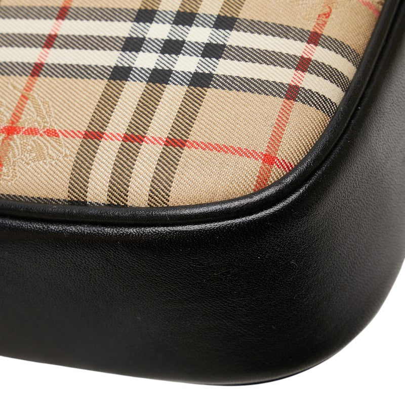 Burberry Nova Check Shadow Horse Canvas Leather Shoulder Bag
