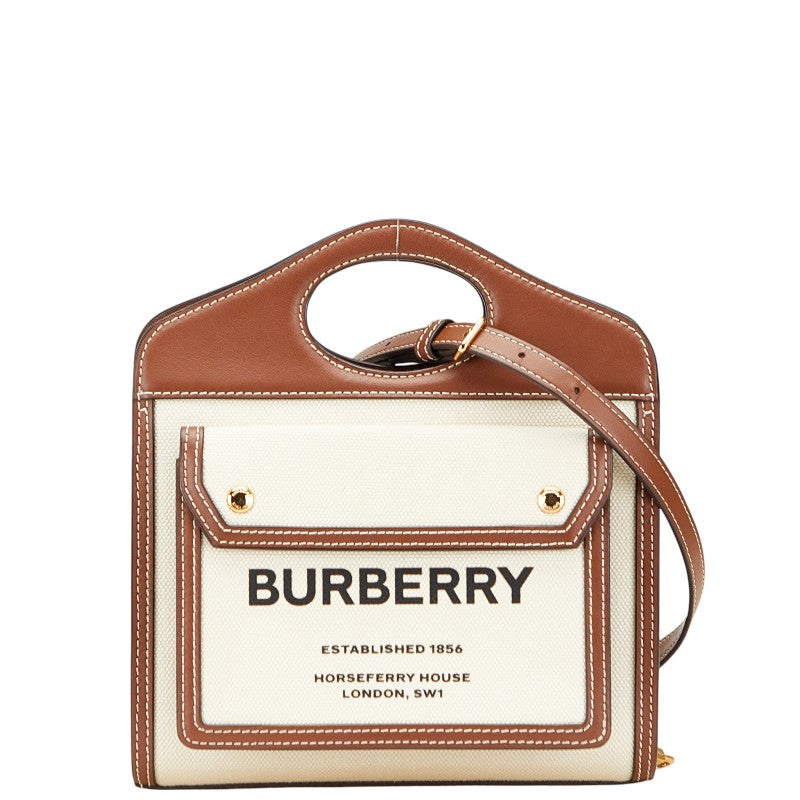 Burberry Mini Two-tone Pocket Bag Cotton Canvas Leather 2way bag