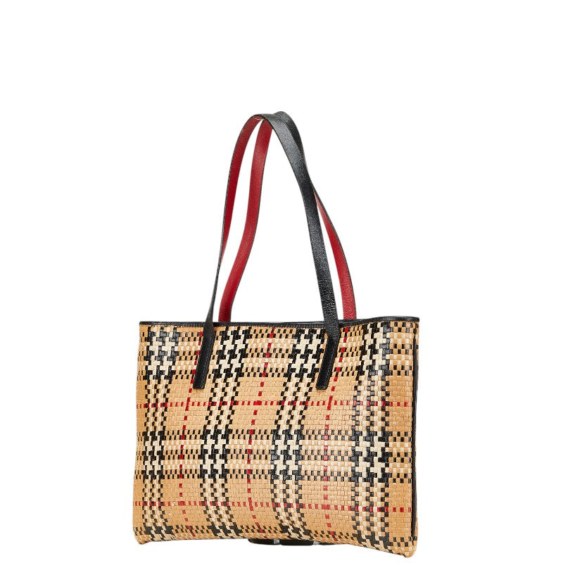 Burberry Nova Check Woven Leather Handbag