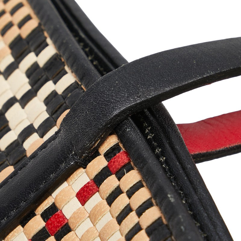 Burberry Nova Check Woven Leather Handbag