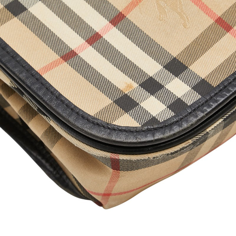 Burberry Nova Check Shadow Horse Canvas Leather Shoulder Bag