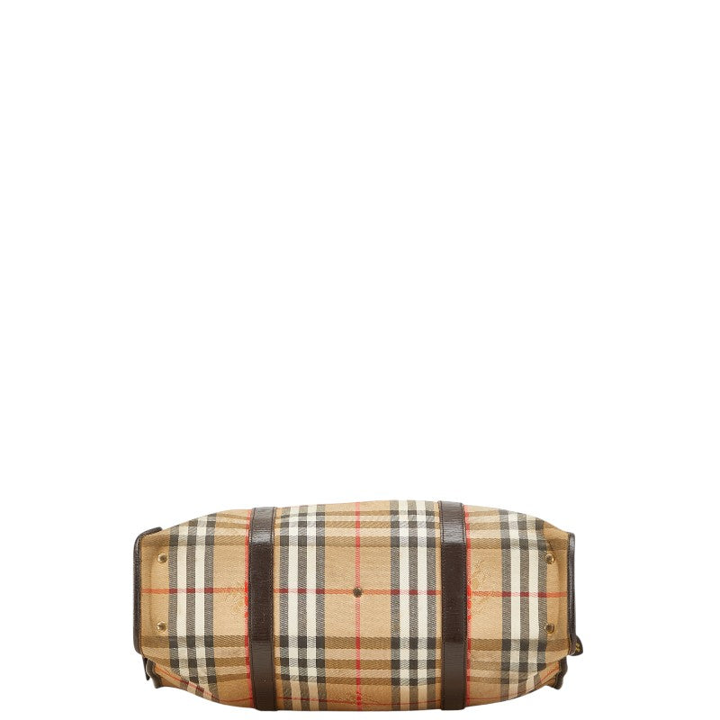 Burberry Nova Check Shadow Horse Canvas Leather Tote Bag