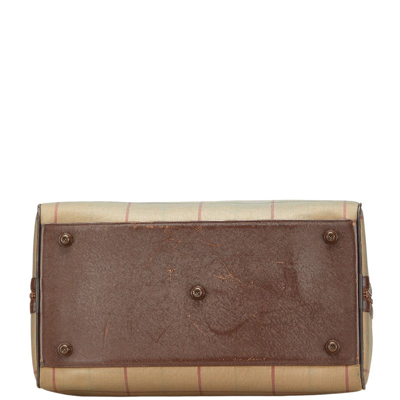 Burberry Check Canvas Leather Boston Bag