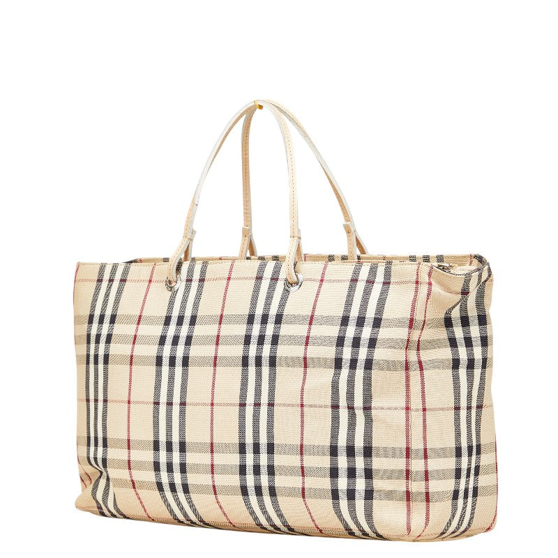 Burberry Nova Check Canvas Leather Tote Bag