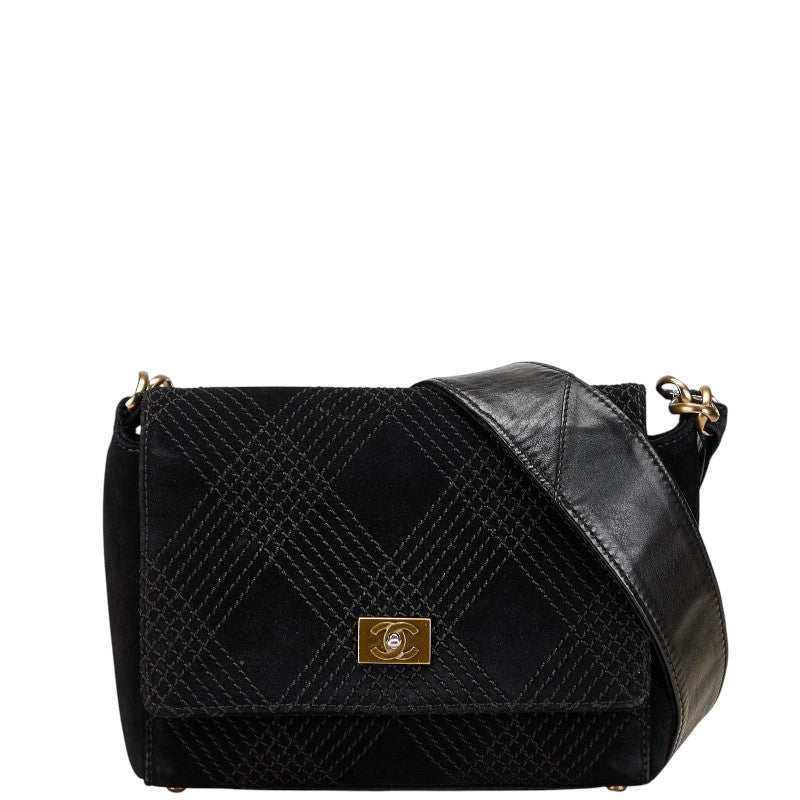 Chanel Coco Wild Stitch Suede Leather Shoulder Bag
