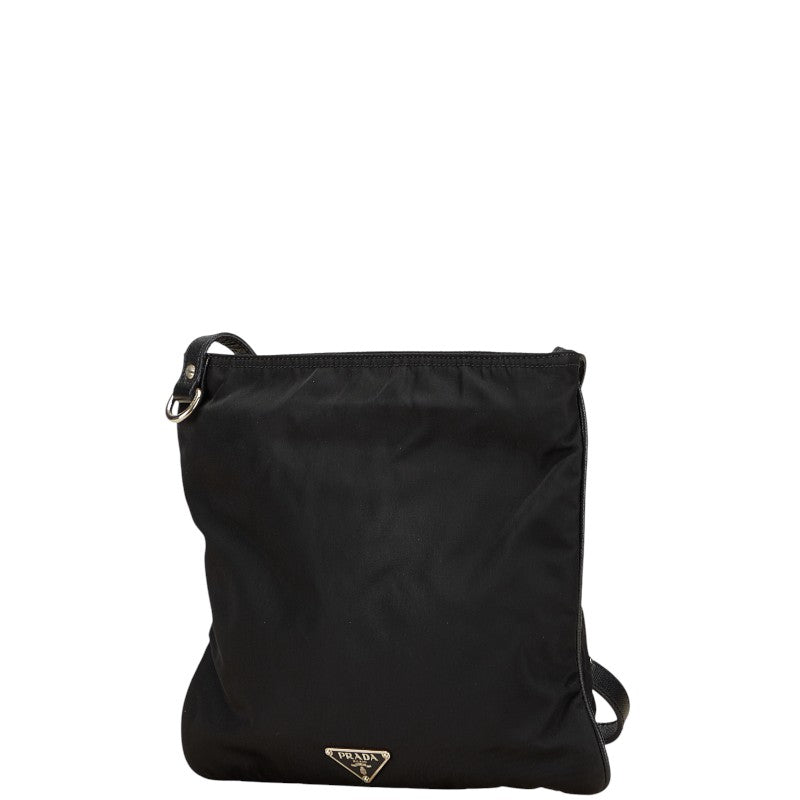 Prada Triangle Logo Flower Embroidery Nylon Python Shoulder Bag
