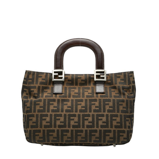 Fendi Zucca Canvas Leather Handbag