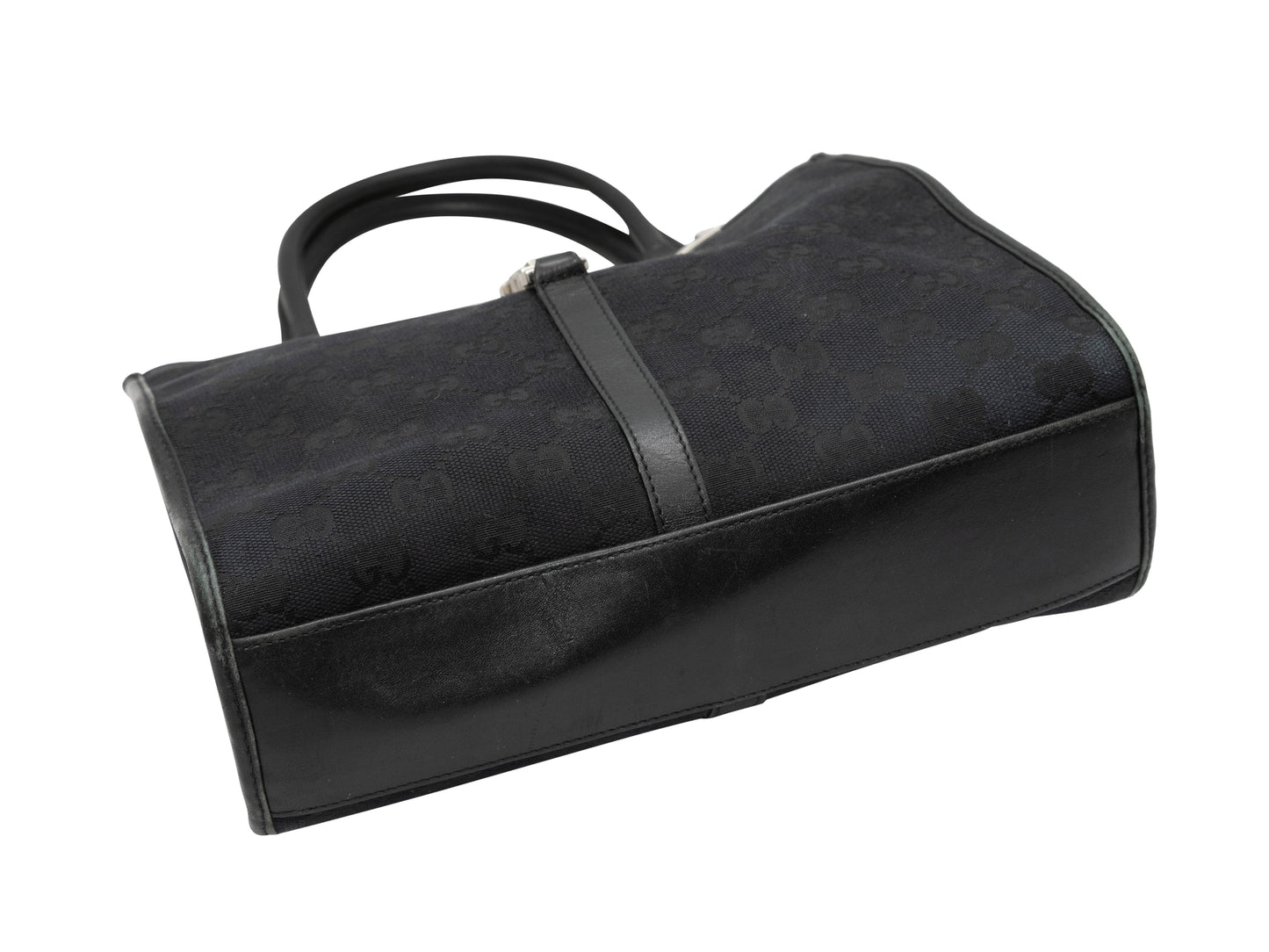 Gucci Black Leather Canvas Tote Style 15
