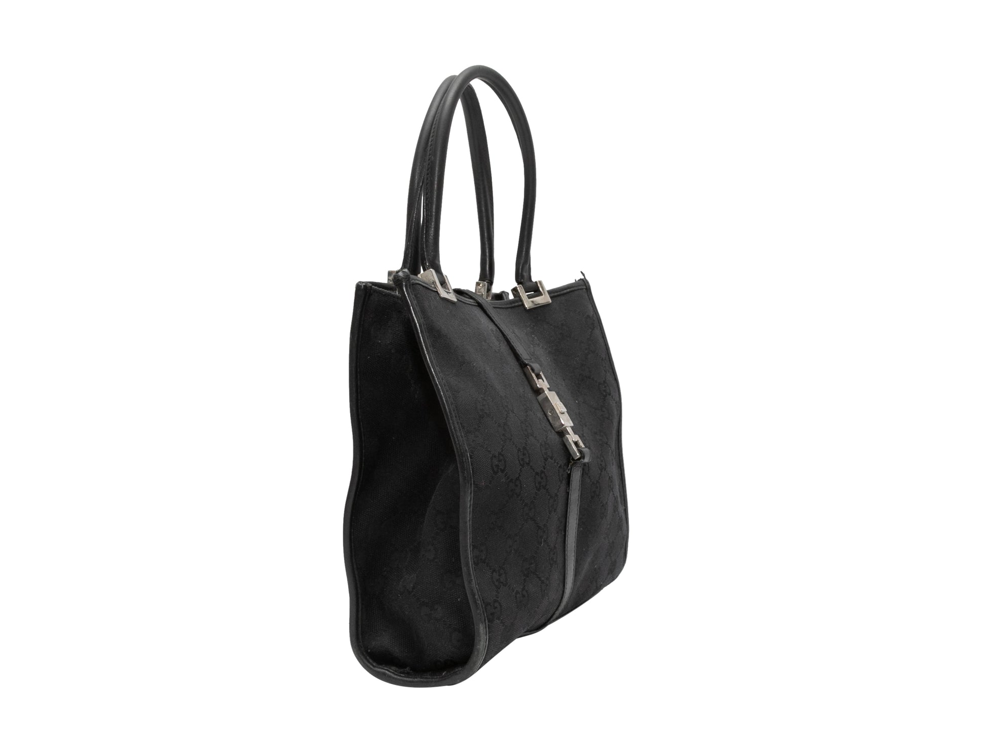 Gucci Black Leather Canvas Tote Style 15