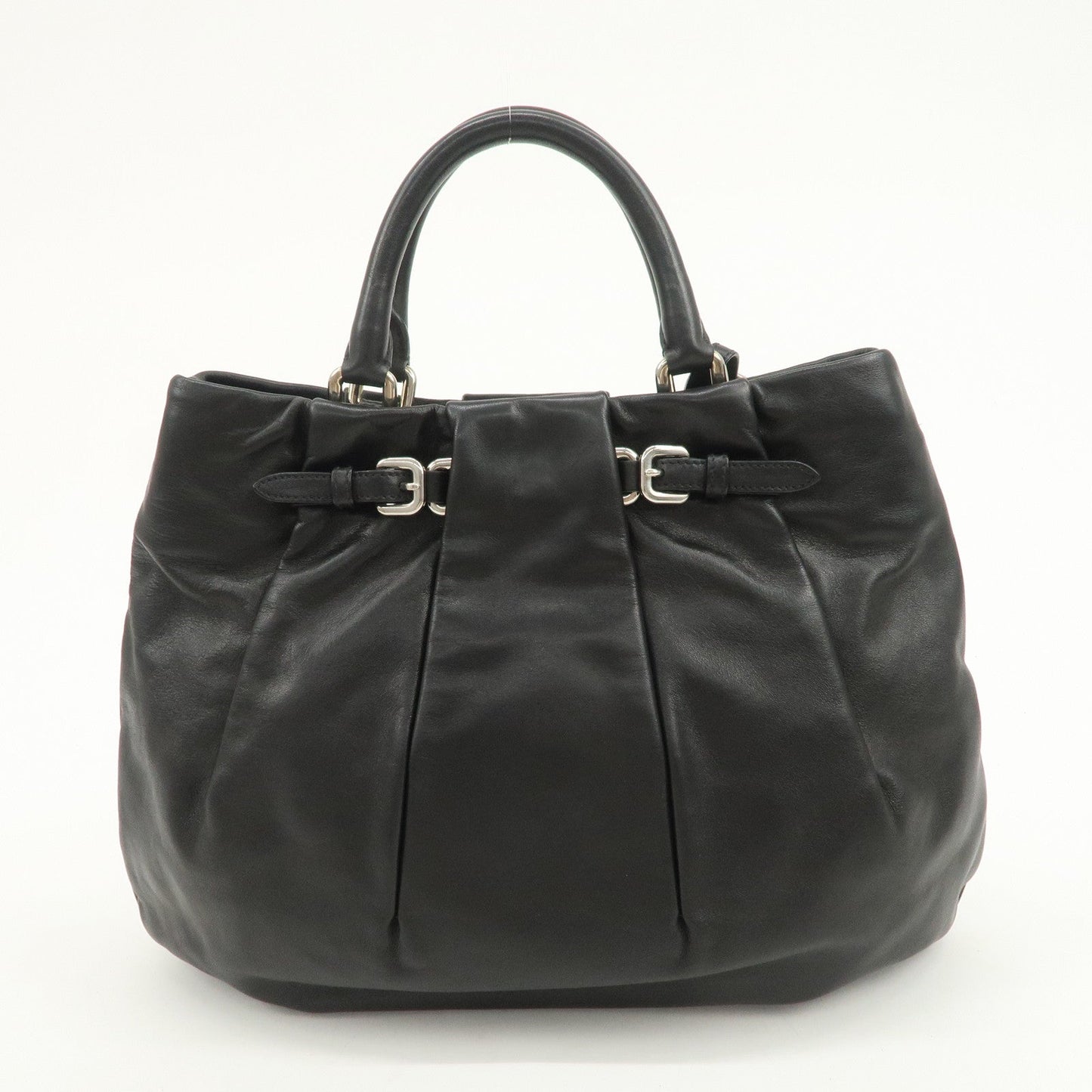 PRADA Soft Calf Leather 2Way Shoulder Bag Hand Bag Black BN1200